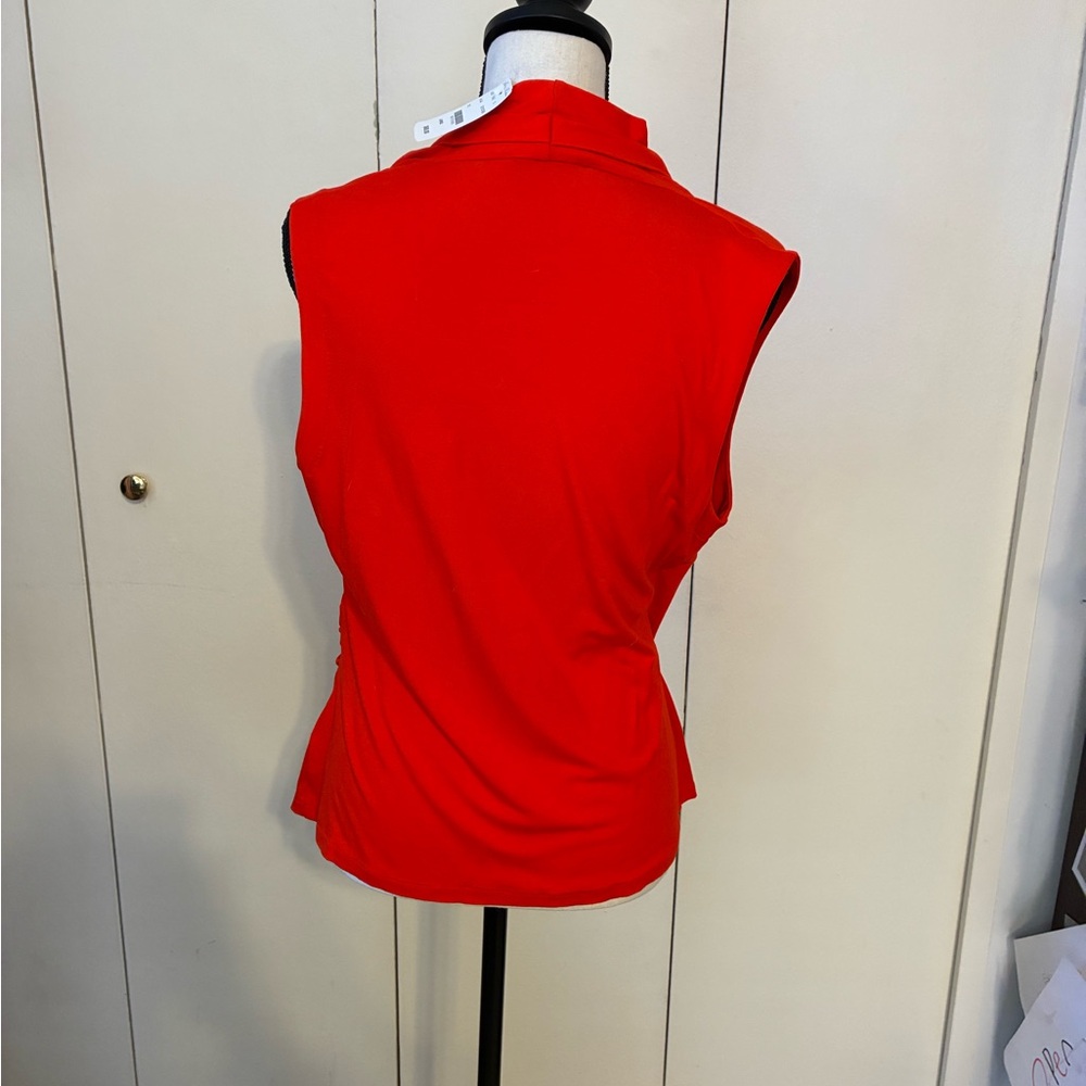 Brooks Brothers Vibrant Red Women's Faux Wrap Blouse - Picture 8 of 8